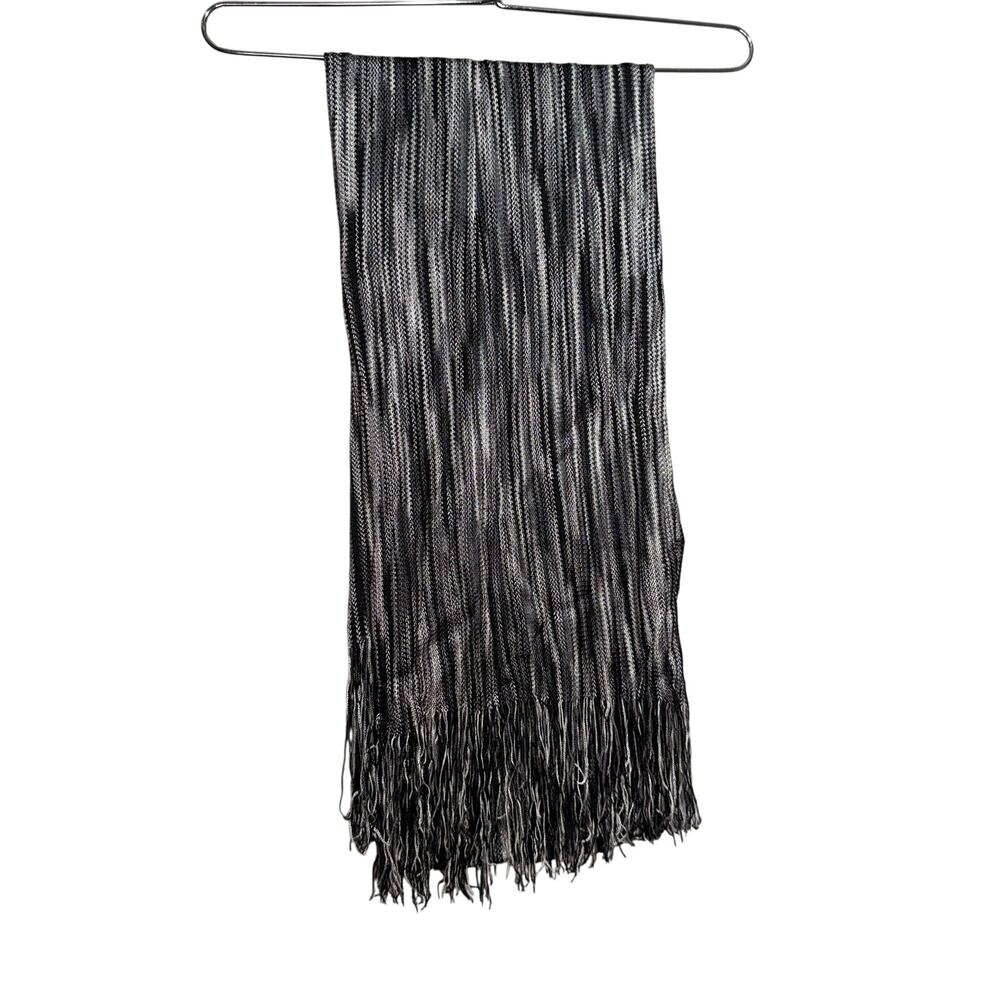 Maurices Fringe Scarf Black, White, and Gray Striped - 80” x 16”